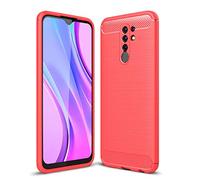 Cruzerlite Funda Xiaomi Redmi 9, Carbon Fiber Texture Design Cover Anti-Scratch Shock Absorption Case for Xiaomi Redmi 9 (2020) (Red)