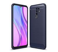 Cruzerlite Funda Xiaomi Redmi 9, Carbon Fiber Texture Design Cover Anti-Scratch Shock Absorption Case for Xiaomi Redmi 9 (2020) (Blue)