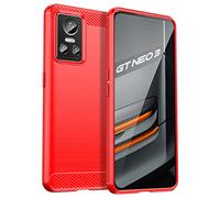 CruzerLite realme GT Neo 3, funda de diseño de textura de fibra de carbono antiarañazos, absorción de impactos para realme GT Neo 3 5G (2022) (rojo)