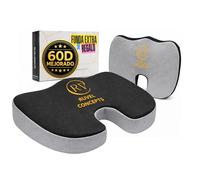 CRV RUVEL CONCEPTS Cojín Antiescaras Viscoelástico para Coxis, Cojín Silla Oficina Ergonómico con Espuma 60D, Funda 3D Transpirable y Funda Extra, Base Antideslizante para Coche y Casa