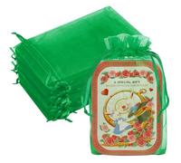 Crweety 50 bolsas de organza de 6 x 9 pulgadas, bolsas de regalo grandes de malla verde, bolsas con cordón para golosinas, joyas, bolsas de golosinas, regalos de graduación, recuerdos de boda, fiesta