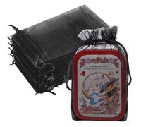 Crweety 50 bolsas de organza de 6 x 9 pulgadas, pequeñas bolsas de regalo negras, bolsas de malla con cordón, mini bolsas transparentes para joyas, caramelos, fiesta de cumpleaños, boda, graduación