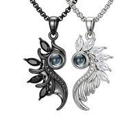 CRWENG Collar a juego para pareja/mejor amigo/hermano/hermana/mejor amigo/novio/novio/esposa/esposa/alma gemela, aniversario, Navidad, cumpleaños, boda, plata de ley 925, collar a juego, regalo de