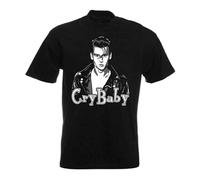 Cry-Baby Retro Rock N Roll Johnny Depp Biker Jacket Graphic T-Shirt Black L