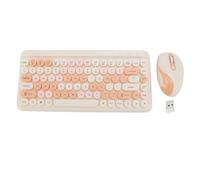 Cryfokt 2.4g Combo de Mouse de Teclado Inalámbrico con Configuraciones de 3 dpi, Capeta de Teclas Redonda Retro de 5V para Laptop de PC, Material ABS, No Se Necesita Instalación, Juegos de (Orange)