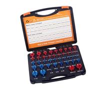 Cryfokt 44 PCS NUT y Verificador de Rosca de Tuercas, 14 Pulgadas y 12 Métricos, 26 Medidores Masculinos/femeninos, Caja de Calibre de Identificador de Tuerca y Perno Práctico
