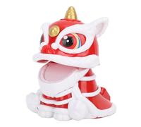 Cryfokt Adorno de León Que Despierta Solar, Figura Decorativa Que Asiente con la Cabeza para el Hogar, Escritorio, Coche, 3,7x2,9x2,8 Pulgadas (Rojo)
