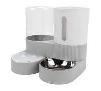 Cryfokt Alimentador Automático para Gatos Dispensador de Agua Gran Capacidad Frescura Duradera para Gatos Perros Separación en Seco y Húmedo Material Plástico de Primera Calidad para Dueños de (Grey)
