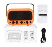 Cryfokt Amplificador de Guitarra BT Portátil con Doble Altavoz para Ensayos y Prácticas Al Aire Libre, 5W Recargable 2000mAh, Mini Altavoz, 16 * 10 * 6,4 Cm (Orange)