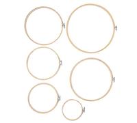 Cryfokt Aros de Bordado Círculo Anillo de Aro de Punto de Cruz Herramientas de Bricolaje de Color Crema Costura de Marco de Abrazadera para Artesanos Universales 6 Piezas 5.1 "-11.8"