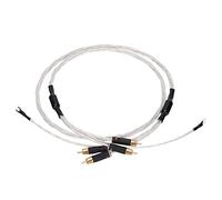 Cryfokt Audiophiles Cable, Cable Auxiliar de Estéreo Macho a Macho Chapado en Plata con de Tierra, para de Doméstico con Fonógrafo de Discos de Vinilo (1M)