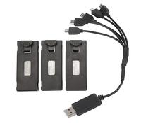 Cryfokt Batería de Litio de 3 Piezas 3.7V RC Drone, RC Aircraft RC Drone Batería con Cable de Carga 3 en 1 para E88 E88Pro LS E525 E525Pro, Protección contra Sobrecarga y Cortocircuitos (1800mah)