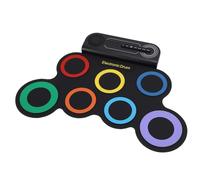 Cryfokt Batería Enrollable Manual Batería Electrónica con Altavoz Estéreo Incorporado 7 Almohadillas 2 Pedales Recargable Portátil para Niños Adultos Práctica Musical