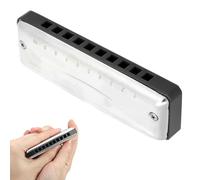 Cryfokt Blues Harmonica Portable Musical Instrument Cute Design for (BLACK)