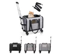 Cryfokt Bolsa con Ruedas para Mascotas Transportín con Ruedas Portátil de Primera Calidad para Perros Pequeños Gatos Cómodo Transportín de Viaje para Mascotas con Asa Telescópica y Correa para el