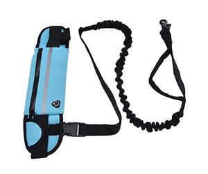 Cryfokt Bolsa Deportiva para Cinturón, Juego de Correa para Perro con Tiras Reflectantes para Caminar y Correr con Manos Libres, Hecha de Neopreno Duradero, Tamaño Ajustable (Cielo Azul)