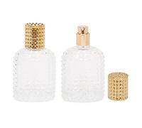 Cryfokt Botellas de Spray de Perfume de Vidrio Transparente, a Prueba de Fugas, Recargables, Versátiles para Perfume, 50 Ml, Dorado para Almacenar Sus Artículos de Fragancia