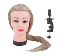 Cryfokt Cabeza de maniquí con Cabello Realista para Práctica de Peluquería, Maquillaje Elegante, Adecuado para Principiantes, Fibra Química de Alta Temperatura, Color Amarillo Dorado