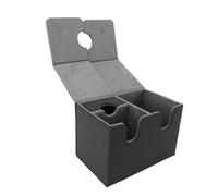 Cryfokt Caja para Baraja de Cartas Coleccionables, Organizador Magnético de Cuero PU, Capacidad para 200 Tarjetas, con Bandeja para Dados para Coleccionables CCG (Negro Gris)