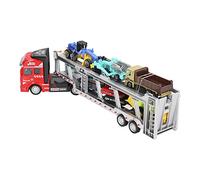 Cryfokt Camión de Transporte de Juguete, Modelo de Camión Portador de Aleación con Retroceso para Niños, Vehículos de Ingeniería, Juguete 7 en 1, Juego para Niños y Niñas de 12,6 Pulgadas (Rojo, con