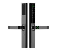 Cryfokt Cerradura Inteligente para Exteriores, Huella Digital, Contraseña, Tarjeta, Llave, WiFi, Cerradura con Cerrojo para Seguridad de Puerta Principal, con de Alerta, Control de (BLACK)