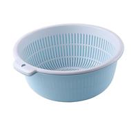 Cryfokt Cesta Coladora de Cocina Multifuncional, Doble Capa Gruesa para Lavar Frutas y Verduras, Material Plástico, Juego de 2 (Grande)