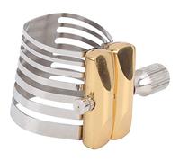 Cryfokt Clamp/Holder de Ligadura para Saxofón, Acero Inoxidable Chapado en Plata Fina, Cabeza de Flauta de un Tornillo para Boquilla de Saxofón, Plata + Oro (comer alto)