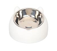 Cryfokt Cuenco de Comida para Gatos Elevado de Acero Inoxidable, Capacidad de 200 Ml, Diseño Inclinado para Perros y Gatos de Cara Plana, Color Blanco