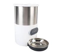 Cryfokt Dispensador de Comida para Gatos Temporizado, Cuencos Dobles de Acero Inoxidable de 4 litros, Alimentador Automático para Mascotas con Alimentación