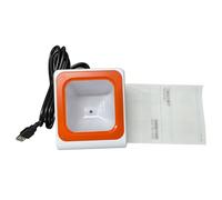 Cryfokt Escáner de Código de Barras de Escritorio, Instrucción de Voz de Inducción Automática 1D 2D USB con Cable Lector de Código de Barras USB, Escáner de QR con Diseño Ergonómico para POS de