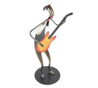 Cryfokt Escultura de Guitarrista, Decoración de Metal Mate para Escritorio de Oficina, Figura de Músico Realista para Decoración del Hogar, Oficina y Sala de Estar, Estatua de Guitarrista de Hierro