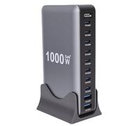 Cryfokt Estación de Carga USB C de 1000 W, Carga Ultrarrápida, Cargador Rápido GAN III Pro de 10 Puertos con 4 Puertos PD 140 W 4 PD 100 2 QC 20, para Computadora Portátil, Ta (Enchufe de la UE)