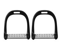 Cryfokt Estribo para Montar a Caballo, Almohadilla Antideslizante de Acero Inoxidable, Silla de Montar de Aluminio Duradera para Jinetes Ecuestres, 1220 G/par (Negro) (Black)