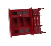 Cryfokt Gabinete en Miniatura a Escala 1/12 con Puertas y Cajones Que Se Pueden Abrir para Decoración de Habitación de Casa de Muñecas, Muebles de Madera (Rojo)