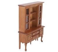 Cryfokt Gabinete en Miniatura a Escala 1/12 con Puertas y Cajones Que Se Pueden Abrir para Decoración de Habitación de Casa de Muñecas, Muebles de Madera (castaña)