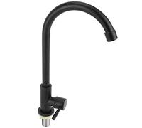 Cryfokt Grifo de Cocina Monomando de Agua Fría, Grifo Giratorio 90 Grados en Negro Mate de Acero Inoxidable con Pared Interior Lisa, for Fregadero de Cocina Lavabo