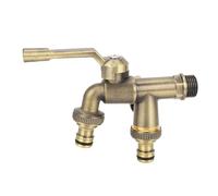 Cryfokt Grifo Doble de Agua de Latón, Llave de Paso de 2 Salidas Montado en Pared con Entrada de 3,4 in for Manguera de Jardín y Reemplazo de Grifo Exterior