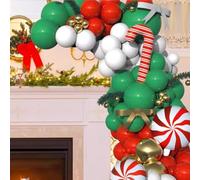 Cryfokt Guirnalda de Globos Navideños, Globos de Látex Premium de Fácil Instalación para Fiestas Navideñas, Metálicos, Dorados, Verdes, Rojos y Blancos, de Reno con de Repuesto para Decoración de