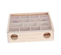 Cryfokt Hamster Maze Juguete Interactivo de Madera Natural para Mascotas Pequeñas, Cubierta de Vidrio Acrílico, Material Ecológico, 9.8x9.8x2.8in, Adecuado para Hámsteres y Ratones