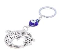 Cryfokt Hermoso Llavero con Forma de Ojo de la Suerte con Colgante de Delfín, Regalo Práctico para Sus Seres Queridos, Metal de de 4,7 X 2,0 Pulgadas