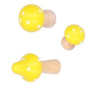 Cryfokt Juego de 3 Adornos de Setas, Bonitas Artesanías de Madera para Decoración del Hogar y la Oficina, Decoraciones Artísticas Coloridas Naturales (YELLOW)