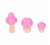 Cryfokt Juego de 3 Adornos de Setas, Bonitas Artesanías de Madera para Decoración del Hogar y la Oficina, Decoraciones Artísticas Coloridas Naturales (PINK)