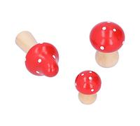 Cryfokt Juego de 3 Adornos de Setas, Bonitas Artesanías de Madera para Decoración del Hogar y la Oficina, Decoraciones Artísticas Coloridas Naturales (rojo)