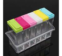 Cryfokt Juego de 6 Botellas de Plástico Transparente para Condimentos, Almacenamiento de Cocina Ecológico para Especias y Condimentos, Ideal para Organización del Hogar