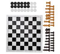 Cryfokt Juego de Ajedrez Internacional 2 en 1 de Plástico, Juego de Viaje Portátil y Plegable para Diversión Familiar, 25x25 Cm, Incluye 56 Piezas de Ajedrez