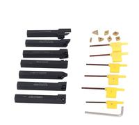 Cryfokt Juego de Barras de Mandrinado de Torno de 12 Mm, Juego de Barras de Herramientas de Torno de Acero de Aleación con 7 Piezas de Insertos de Carburo Indexables