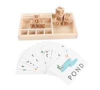 Cryfokt Juego de Bloques de Construcción ABC de Madera con 30 Tarjetas de Aprendizaje para el Aprendizaje Interactivo del Alfabeto para Niños