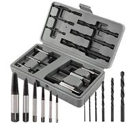 Cryfokt Juego de Brocas y Extractor de Tornillos Rígidos de 12 Piezas para Quitar Sujetadores, Removedor de Tornillos Oxidados y Rotos, HSS Revestimiento de óxido Negro