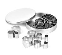 Cryfokt Juego de Cortadores de Galletas de Acero Inoxidable, 24 Piezas para Hornear Galletas y Bizcochos en Formas Redondas de Corazón, Estrella, Flor, Triángulo