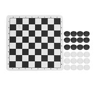Cryfokt Juego de Damas Plegable, Tablero de Ajedrez Liviano para Niños Adultos, Juego de Ajedrez de Pensamiento Lógico con Bolsa de Almacenamiento, 9.5 X 9.5 Pulgadas, Blanco y Negro, 24 Damas,